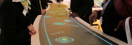 MultiTouch Tisch rund, stereolize, mann hummel