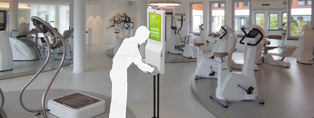Automatic Hand-Desinfection-Terminal: Fitness Center Studio