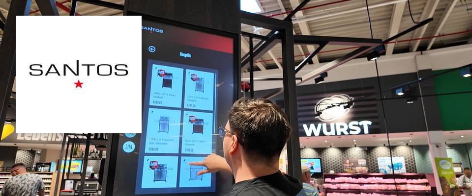 Smart Retail Self-Service Kiosk in der Santos Grillwelt
