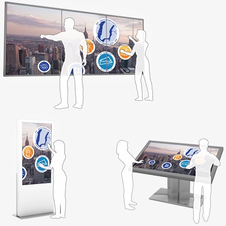 Multi Touch Screen Stele, Kiosk, Terminal & Videowand für DOOH, Flughafen, Bahnhof