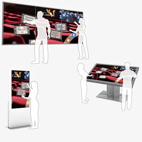 Multitouch Screen Video Wall, Info-Terminals and Kiosk-Systems for Cinema & Shopping-Center