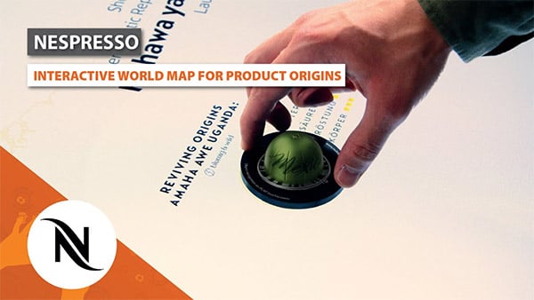 Interaktive Weltkarte mit Produkten und Objekterkennung für Nespresso